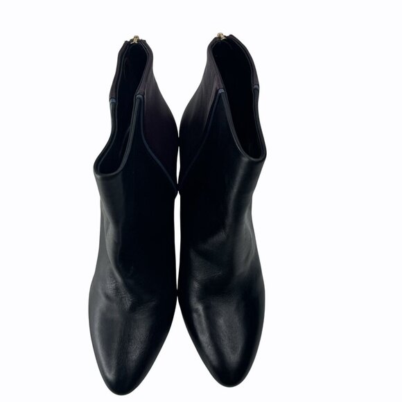 Cabi Bisset Color Block Black Plum Two-Tone Leather Ankle Boots Size 10M - Picture 4 of 7